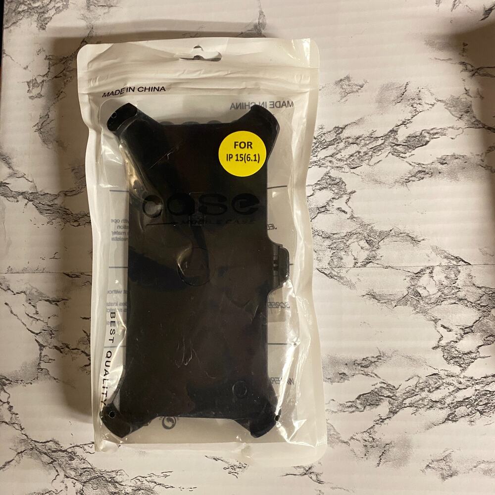 New Iphone 15 6.1 Black Plastic Defender Clip Mobile Cell Phone Case